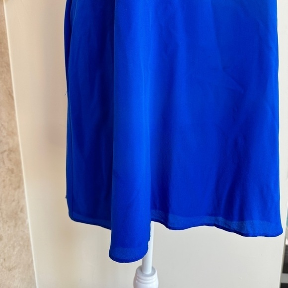 Lavender Brown Cobalt Blue Sleeveless Mini A Line Womens Size S Silk Pockets - Picture 6 of 15